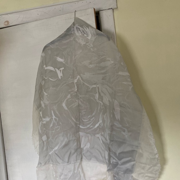 Italian Silk Angora Wool Shimmer Large Wrap Scarf - Picture 2 of 16